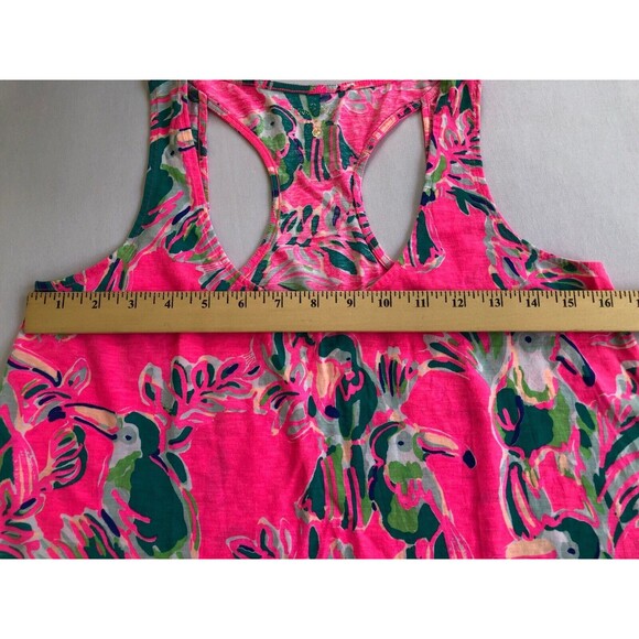Lilly Pulitzer Monterey Tank Top Toucan Parrot Bird Pink Small Racerback - Picture 8 of 12